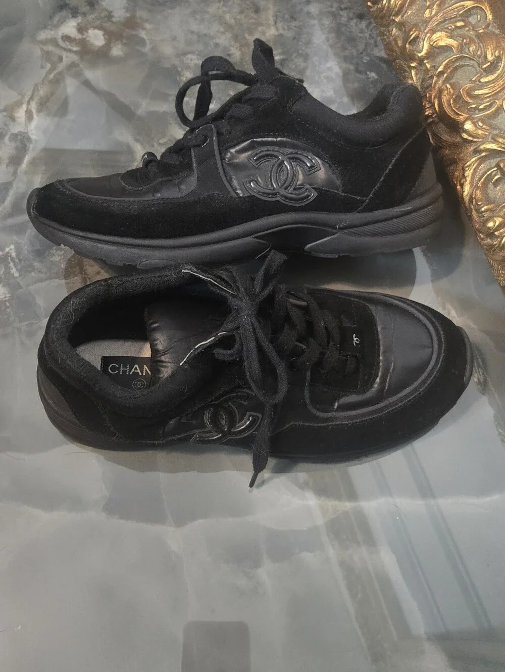 CHANEL suede sneakers